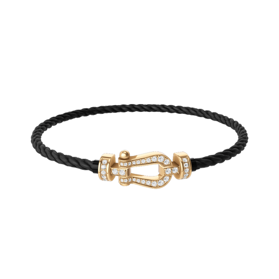 Fred Force 10 Medium Yellow Gold and Diamond Pavé Cable